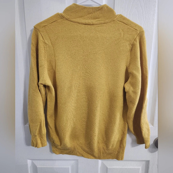Tailorbyrd yellow 1/4 zip pullover 3/4 sleeve Itallian Marino wool Sweater Med - Picture 2 of 9